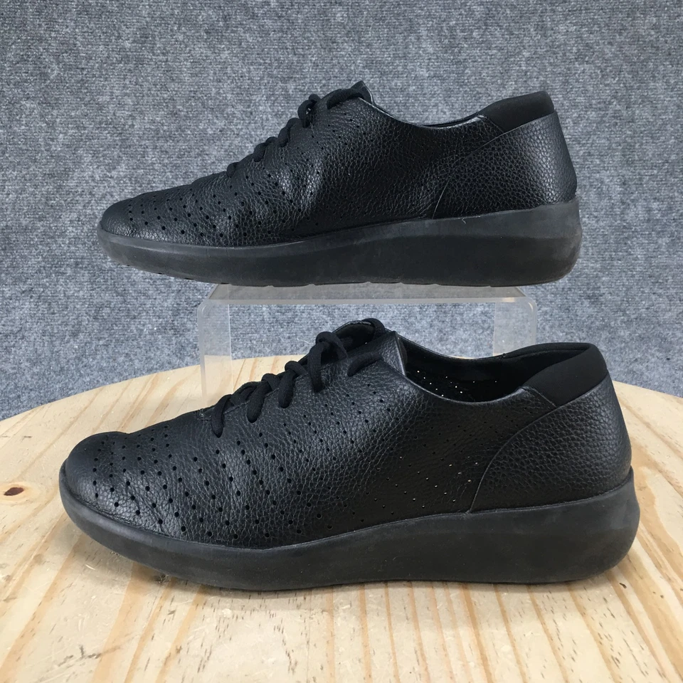 Clarks Shoes Womens 10 M Kayleigh Aster Lace Up Sneakers 26164853 Black Leather - Image 1 of 4