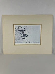 Don Li Leger "Quiet Snow" signierter Passepartoutdruck, 1988, Chickadees - Bild 1 von 8