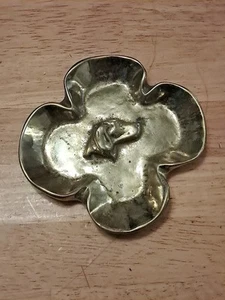 Antico posacenere per cani uccellino puntatore ottone metallo arte sigaro tabacco 4,5" x 5" - Foto 1 di 2