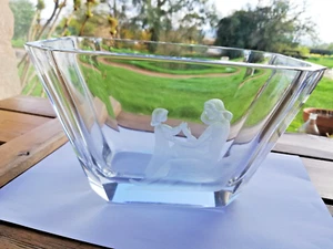 Orrefors Faceted Etched Pillow Vase Nude Lady, Rock, Child. 2325 C1930 - Picture 1 of 20