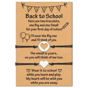 Back to School Bracelet Mommy and Me Heart Matching Wish Bracelets set for Boys - Picture 1 of 6