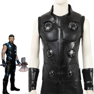 Disfraz de cosplay de Thor Odinson Infinity War armadura de batalla chaleco negro Foto 1 de 4