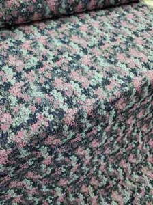 Navy Blue Brocade Floral Flowers Prom Fabric Sold By The Yard Gown Quinceañera - Picture 1 of 9