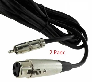 Paquete de 2 cables machos XLR 3P de 25 ft hembra a RCA - escenario, DJ, profesional, cable de estudio - Imagen 1 de 1