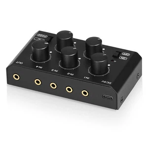 Mini Passive 4 Channel Stereo Audio Mixer for Home/Studio/Bar Recording Line Mix - Picture 1 of 7