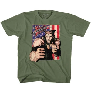 Street Fighter Capcom Guile American Flag Background Youth T Shirt 2T-YXL - Picture 1 of 3