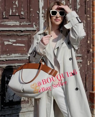 ZARA NEW WOMAN SS24 DARK TAN COMBINATION TOTE BAG REF:6030/310 - Image 1 of 4