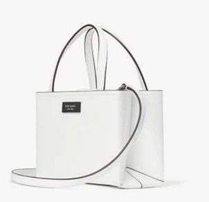 Kate Spade Sam Icon Leather Mini Tote White Silver - Picture 1 of 6