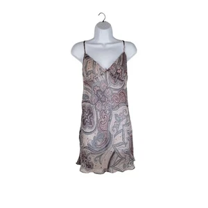 Victoria's Secret Silk Babydoll Slip Purple Paisley Mini Dress VTG Y2K Large - Picture 1 of 9
