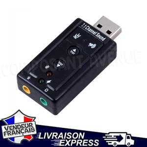 CARTE SON 7.1 USB EXTERNE ADAPTATEUR AUDIO MICROPHONE CASQUE JACK 3.5MM PC (078) - Afbeelding 1 van 1