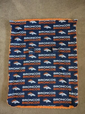  NFL Denver Broncos Carseat Cover Canopy Security Blanket 34 X 27 Orange Fleece  - Image 1 of 4