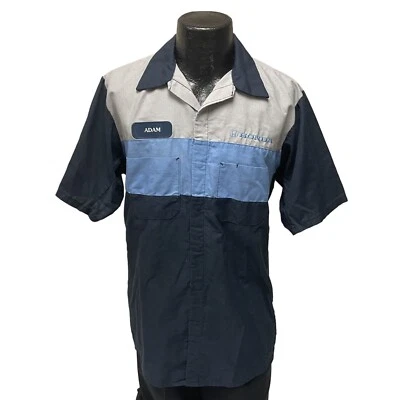 Vintage Red Kap Men's 2 Tone Blue HONDA Logo WORK Wear Mechanic Auto Shop Shirt - Image 1 of 4