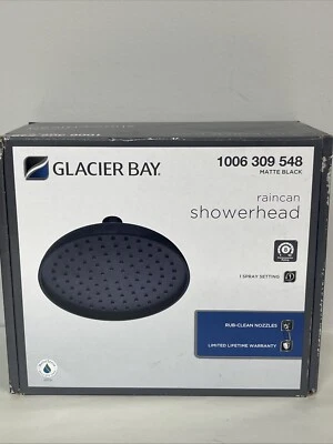 "Cabezal de ducha Glacier Bay Raincan 7,4"", 1 ajuste de pulverización, 1,8 gpm negro mate" Foto 1 de 3