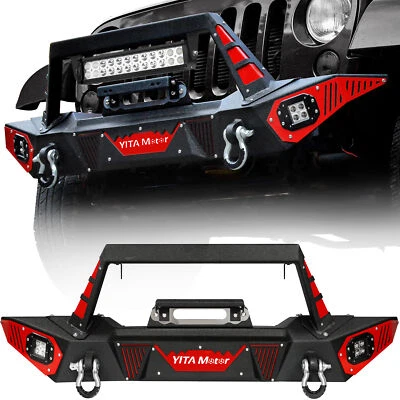 Front Bumper for 2007-2018 Jeep Wrangler JK Unlimited w/ Led Lights & D-Rings Foto 1 de 4