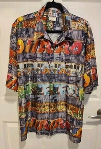 Vintage Third Rail Train Graffiti Print Men's Shirt Size L ( Missing 1 Button ) - Picture 1 of 6