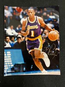 Foto firmada por Anthony Peeler 1990 8x10 color NBA Hoops Los Angeles Lakers - Imagen 1 de 3