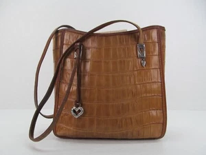 Brighton Cecilia hellbraun Leder Kroko-Prägung Beuteltasche Schultertasche Handtasche Herz - Bild 1 von 10