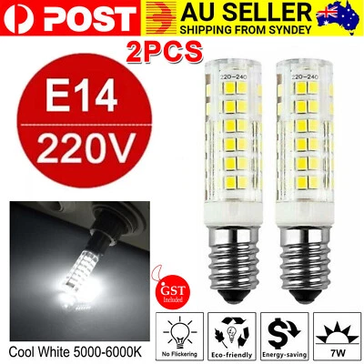 2x Cool White E14 7W LED Light Bulb Kitchen Range Hood Fridge Cooker Room Lamps - image 1 of 4