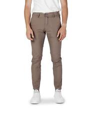 Borghese Men's Plain Brown Trousers With Zip And Button Fastening In Brown
