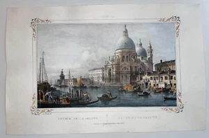 VENEZIA CHIESA DELLA SALUTE ITALIA 1837 GIUSEPPE KIER/PIVIDOR GRANDE VISTA ANTICA - Foto 1 di 3