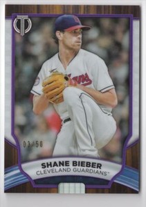 2022 Topps Tribute Purple Shane Bieber 03/50 Cleveland Guardians #63