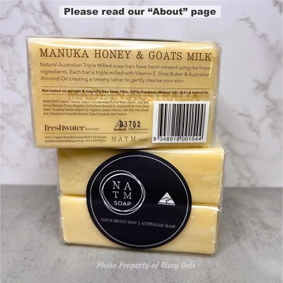 NATM Set of 4 Manuka Honey & Goats Milk Triple Milled Soap Bars - New & Sealed - Image 1 of 3