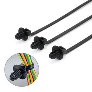 10* Abrazadera de cable para automóvil Clips Manguera Retenedor de cable Cremallera Correa de amarre Nailon Negro - Imagen 1 de 12