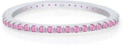 Кольцо с имитацией розового турмалина Full Eternity позолота 14 карат чистое - Изображение 1 из 4