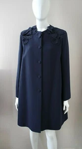 New! LANVIN navy blue wool coat flower applique 2018 Spring IT42 UK10 rrp£3900 - Picture 1 of 10