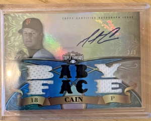 2013 Topps Triple Threads #UAJR-MC2 Matt Cain Sapphire Patch AUTO BABY FACE 3/3 - Picture 1 of 2