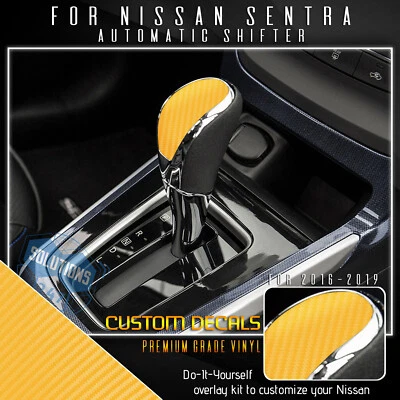 Calcomanía gráfica de palanca de cambios para Nissan Sentra 2016-2019 - vinilo mate de fibra de carbono Foto 1 de 4