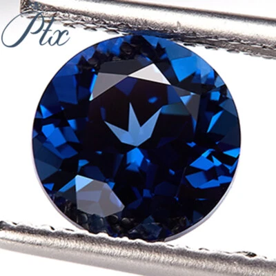 Lab Grown Sapphire Round Shape Real Hand Cutting Loose Blue Gemstones with AGL - Image 1 of 4