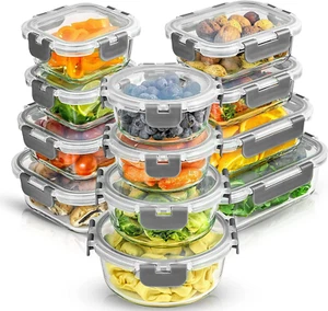 Joyjolt Joyful 24Pc Borosilicate Glass Storage Containers with Lids. 12 Airtight - Picture 1 of 12