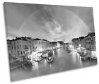 Venice Grand Canal Rialto Bridge B&W Single Canvas Wall Art Print Picture