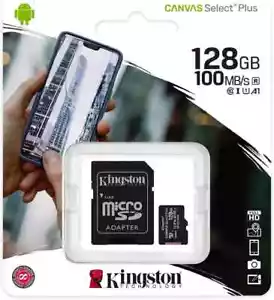 Kingston 128GB Micro SD SDXC SDHC Memory Card Class 10 UHS-I 100MBs with adapter - Picture 1 of 1