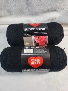 Hilo Red Heart Super Saver negro 100 % acrílico 7 OZ - LOTE DE 2 - Imagen 1 de 11