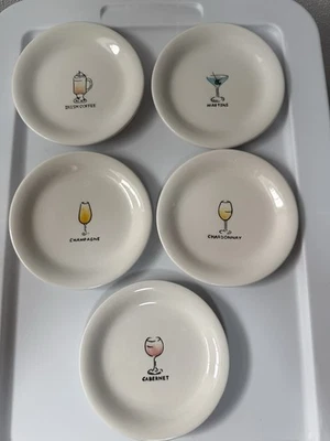 Set (6) Snack Plates Variety Wine Designs Blackhawk Ceramic 6 Inch - Image 1 of 4