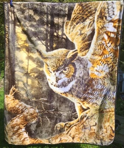 Al Agnew Owl Blanket Throw 62"x 50" Evening Hunter Northwest Blanket Company - Picture 1 of 6