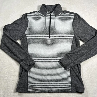 Lululemon Surge Warm 1/2 Zip Shirt Top Pullover Men’s L Gray Striped Yoga Run - Image 1 of 4