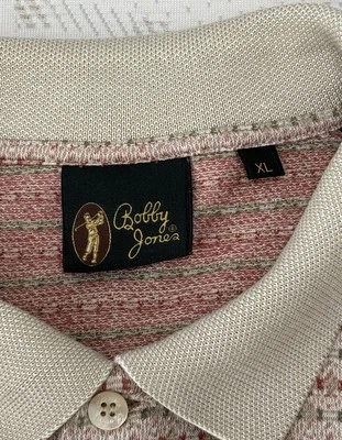 Camisa polo masculina golfe Bobby Jones estampa verde e vermelha geométrica Itália algodão - Imagem 1 de 4
