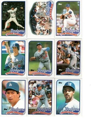 1989 Topps Los Angeles Dodgers Team Set Lot of 9 Cards MLB Baseball Vintage - Image 1 of 2
