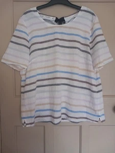 Gerry Weber Ladies White Mix Fine Cotton/Linen Top Size 18 - Picture 1 of 9