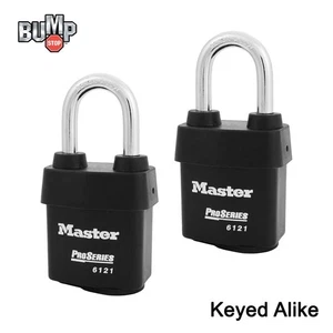 Master Lock- 2 High Security Pro Series Padlocks 6121NKALF w/BumpStop Technology - Picture 1 of 3