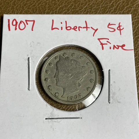 1907 Liberty V Nickel  Fine Cover