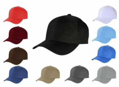 Top Level Plain Polyester Fitted Size Baseball Cap Hat 10 sizes Fitted Hat - Image 1 of 4
