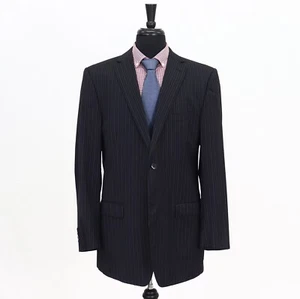 ZZegna 44L Navy Sport Coat Blazer Jacket Striped 2B Wool - Picture 1 of 11