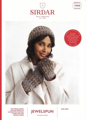 Sirdar Jewelspun Chunky Knitting Pattern - 10808 Ladies Hat & Mittens - Image 1 of 2