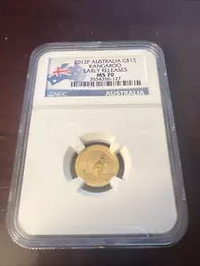 2012 P GOLD AUSTRALIA KANGAROO EARLY RELEASES NGC MS 70 999 1/10 OZ 15$ COIN - Picture 1 of 6