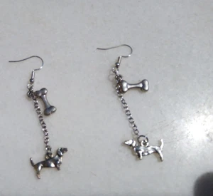 Dachshund Dog and Bone Earrings - Picture 1 of 1