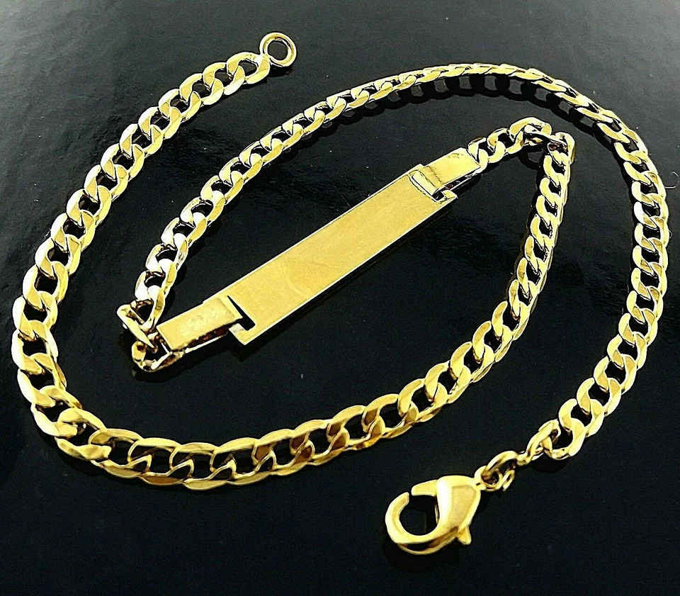 Collar Real Oro Amarillo 18K Relleno Identificación Inicial Identificación Colgante Cadena 18" Foto 1 de 3